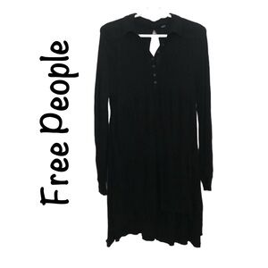 FREE PEOPLE Best Girl Long Sleeve Keyhole Back Tiered Tunic Dress